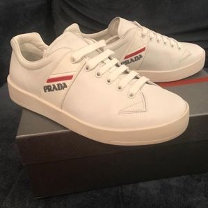 Brand New Prada low top Logo Leather Sneakers